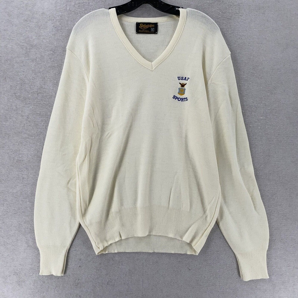 Vintage Swingster Sweater Men’s‎ XL Golf Shirt USA Ivory USAF Sports Embroidered